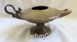 Fulper Art Pottery Aladdin Oil Lamp & Rare Arts Crafts Design Metal Handle