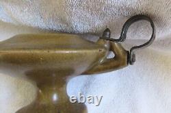 Fulper Art Pottery Aladdin Oil Lamp & Rare Arts Crafts Design Metal Handle