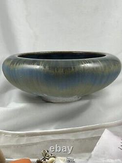 Fulper Art Pottery Bowl Glazed withVarious Blue Shades ARTS & CRAFTS MISSION
