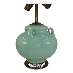 Fulper Arts And Crafts Pottery Crystalline Blue Green Ceramic Factory Lamp