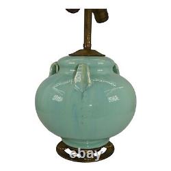 Fulper Arts And Crafts Pottery Crystalline Blue Green Ceramic Factory Lamp