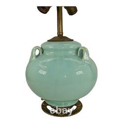 Fulper Arts And Crafts Pottery Crystalline Blue Green Ceramic Factory Lamp