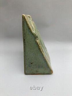 Fulper Arts And Crafts Pottery Green Aztec Ceramic Bookend Vtg