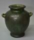 Fulper Arts And Crafts Pottery Two Handled Vase 12 Deep Matte Green