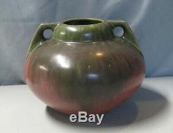 Fulper Arts & Crafts Handled Vase # 656 with Green Over Rose Drip Glaze