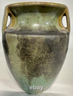 Fulper Pottery 3 Handle Bullet Vase W Crystalline Flambe Glaze Art & Crafts Era