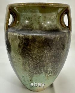 Fulper Pottery 3 Handle Bullet Vase W Crystalline Flambe Glaze Art & Crafts Era