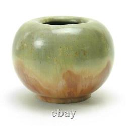 Fulper Pottery 7.25 dia sphere vase green brown crystalline # 61 arts & crafts