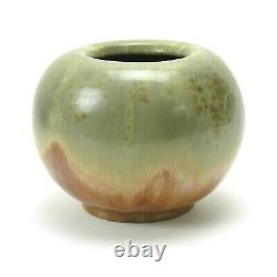 Fulper Pottery 7.25 dia sphere vase green brown crystalline # 61 arts & crafts