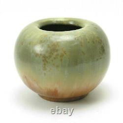 Fulper Pottery 7.25 dia sphere vase green brown crystalline # 61 arts & crafts