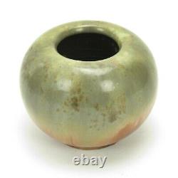 Fulper Pottery 7.25 dia sphere vase green brown crystalline # 61 arts & crafts