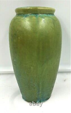 Fulper Pottery Arts & Crafts Crystalline Blue On Green Vase Exc Condition