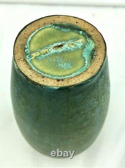 Fulper Pottery Arts & Crafts Crystalline Blue On Green Vase Exc Condition