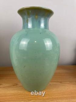 Fulper Pottery Arts & Crafts Mission Baluster Vase in Green Crystalline Glaze 12