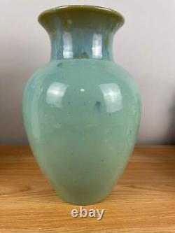 Fulper Pottery Arts & Crafts Mission Baluster Vase in Green Crystalline Glaze 12