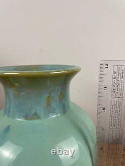 Fulper Pottery Arts & Crafts Mission Baluster Vase in Green Crystalline Glaze 12