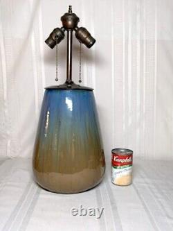 Fulper Pottery, Butterscotch Blue Flambe 2 Light Factory Lamp Base Arts & Crafts