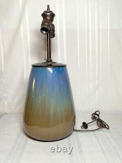 Fulper Pottery, Butterscotch Blue Flambe 2 Light Factory Lamp Base Arts & Crafts