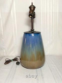 Fulper Pottery, Butterscotch Blue Flambe 2 Light Factory Lamp Base Arts & Crafts