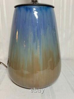 Fulper Pottery, Butterscotch Blue Flambe 2 Light Factory Lamp Base Arts & Crafts