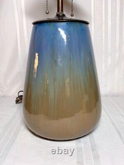 Fulper Pottery, Butterscotch Blue Flambe 2 Light Factory Lamp Base Arts & Crafts