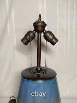 Fulper Pottery, Butterscotch Blue Flambe 2 Light Factory Lamp Base Arts & Crafts