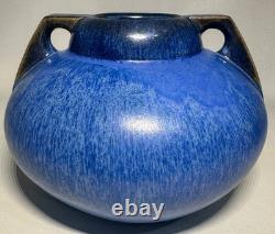 Fulper Pottery Deep Blue Flambe Buttress 2 Handle Squat Vase Arts & Crafts NJ Fulper Pottery Deep Blue Flambe Buttress 2 Handle Squat Vase Arts & Crafts NJ