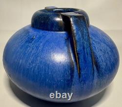 Fulper Pottery Deep Blue Flambe Buttress 2 Handle Squat Vase Arts & Crafts NJ Fulper Pottery Deep Blue Flambe Buttress 2 Handle Squat Vase Arts & Crafts NJ