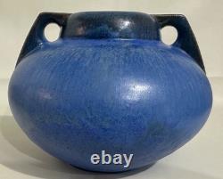 Fulper Pottery Deep Blue Flambe Buttress 2 Handle Squat Vase Arts & Crafts NJ Fulper Pottery Deep Blue Flambe Buttress 2 Handle Squat Vase Arts & Crafts NJ