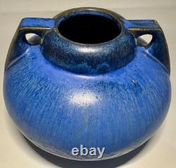 Fulper Pottery Deep Blue Flambe Buttress 2 Handle Squat Vase Arts & Crafts NJ Fulper Pottery Deep Blue Flambe Buttress 2 Handle Squat Vase Arts & Crafts NJ