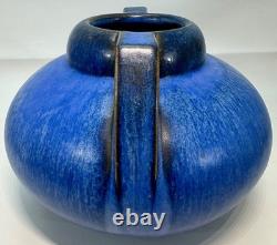 Fulper Pottery Deep Blue Flambe Buttress 2 Handle Squat Vase Arts & Crafts NJ Fulper Pottery Deep Blue Flambe Buttress 2 Handle Squat Vase Arts & Crafts NJ