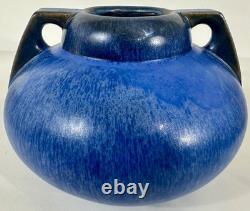 Fulper Pottery Deep Blue Flambe Buttress 2 Handle Squat Vase Arts & Crafts NJ Fulper Pottery Deep Blue Flambe Buttress 2 Handle Squat Vase Arts & Crafts NJ