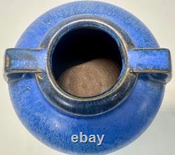 Fulper Pottery Deep Blue Flambe Buttress 2 Handle Squat Vase Arts & Crafts NJ Fulper Pottery Deep Blue Flambe Buttress 2 Handle Squat Vase Arts & Crafts NJ