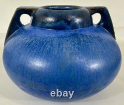 Fulper Pottery Deep Blue Flambe Buttress 2 Handle Squat Vase Arts & Crafts NJ Fulper Pottery Deep Blue Flambe Buttress 2 Handle Squat Vase Arts & Crafts NJ