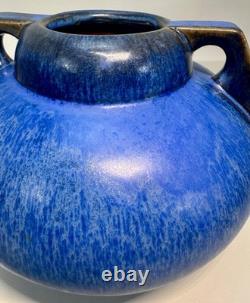 Fulper Pottery Deep Blue Flambe Buttress 2 Handle Squat Vase Arts & Crafts NJ Fulper Pottery Deep Blue Flambe Buttress 2 Handle Squat Vase Arts & Crafts NJ