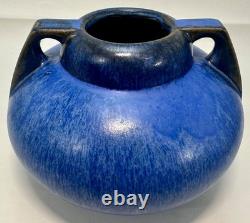 Fulper Pottery Deep Blue Flambe Buttress 2 Handle Squat Vase Arts & Crafts NJ Fulper Pottery Deep Blue Flambe Buttress 2 Handle Squat Vase Arts & Crafts NJ
