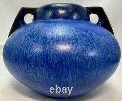 Fulper Pottery Deep Blue Flambe Buttress 2 Handle Squat Vase Arts & Crafts NJ Fulper Pottery Deep Blue Flambe Buttress 2 Handle Squat Vase Arts & Crafts NJ