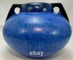 Fulper Pottery Deep Blue Flambe Buttress 2 Handle Squat Vase Arts & Crafts NJ Fulper Pottery Deep Blue Flambe Buttress 2 Handle Squat Vase Arts & Crafts NJ