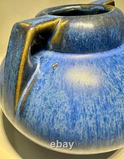 Fulper Pottery Deep Blue Flambe Buttress 2 Handle Squat Vase Arts & Crafts NJ Fulper Pottery Deep Blue Flambe Buttress 2 Handle Squat Vase Arts & Crafts NJ