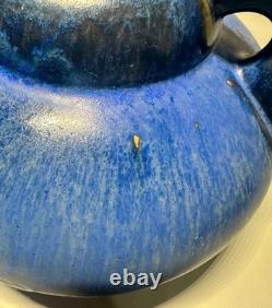 Fulper Pottery Deep Blue Flambe Buttress 2 Handle Squat Vase Arts & Crafts NJ Fulper Pottery Deep Blue Flambe Buttress 2 Handle Squat Vase Arts & Crafts NJ