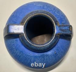 Fulper Pottery Deep Blue Flambe Buttress 2 Handle Squat Vase Arts & Crafts NJ Fulper Pottery Deep Blue Flambe Buttress 2 Handle Squat Vase Arts & Crafts NJ