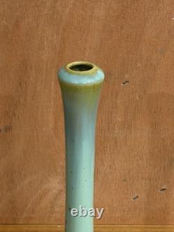 Fulper Pottery Trumpet Vase 8 Green Blue Flambe Glaze