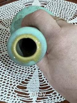 Fulper Pottery Trumpet Vase 8 Green Blue Flambe Glaze