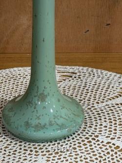 Fulper Pottery Trumpet Vase 8 Green Blue Flambe Glaze