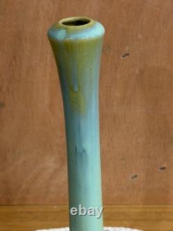 Fulper Pottery Trumpet Vase 8 Green Blue Flambe Glaze