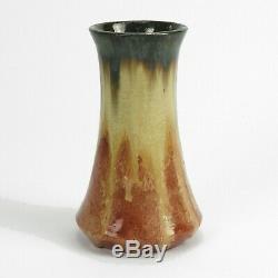 Fulper Pottery corset vase #483 black over cream mahogany drip arts & crafts