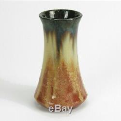 Fulper Pottery corset vase #483 black over cream mahogany drip arts & crafts
