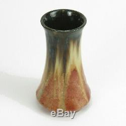 Fulper Pottery corset vase #483 black over cream mahogany drip arts & crafts