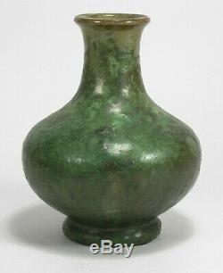 Fulper Pottery mottled matte green black jug vase arts & crafts