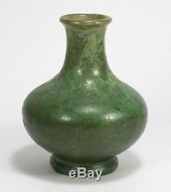 Fulper Pottery mottled matte green black jug vase arts & crafts